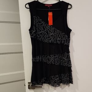 P2P 17" NWT Black Sleeveless Dress with Floral Lace
